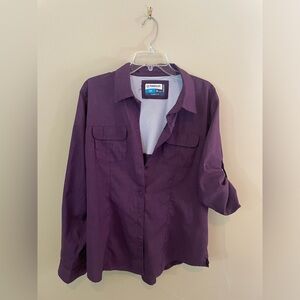 MAGELLAN women’s long sleeve fishing shirt, purple, Sz XL, rollable sleeves, EUC